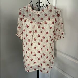 NWT Monteau Mock Neck Floral Blouse in Size Medium